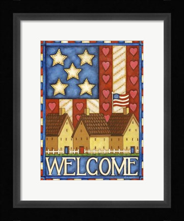 Framed American Welcome Cottage Print