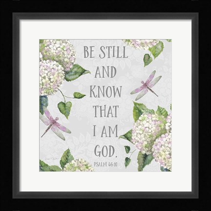 Framed Bible Verse With Hydrangeas - A Print