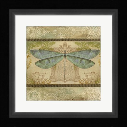 Framed Dragonfly Among The Ferns Print