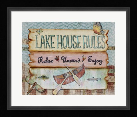 Framed Lake House Rules Print