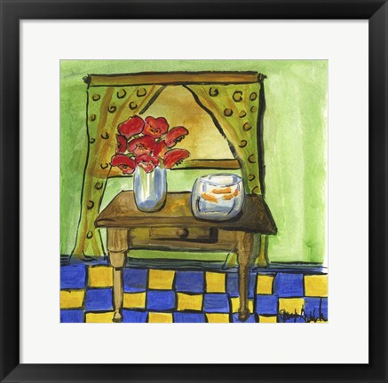 Framed Flowers and Fishbowl Print