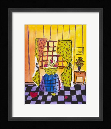 Framed Green Paisley Curtains Print