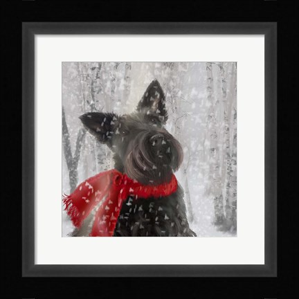 Framed Scotty Dog Red Scarf Print