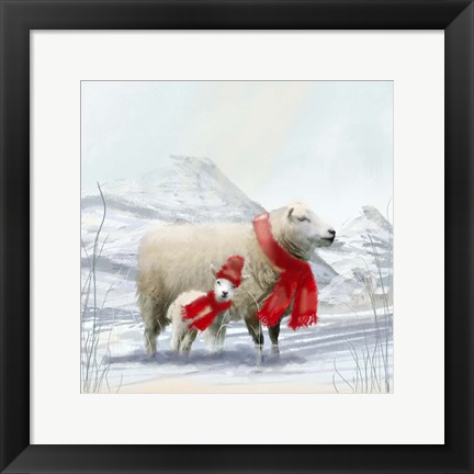 Framed Sheep Red Scarf Print