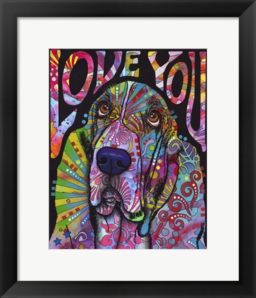 Framed Love You Basset Print