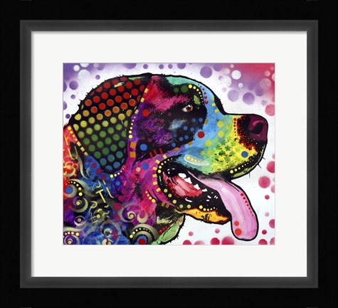 Framed St Bernard Profile Print