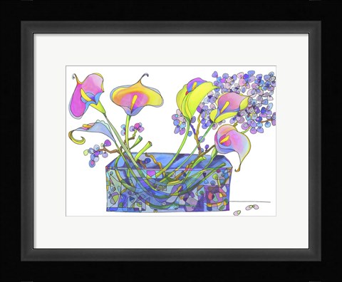 Framed Calla Lilly And Hydrangea Hallucination Print