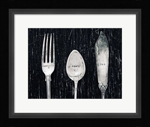 Framed Antique Knife Fork and Spoon Print