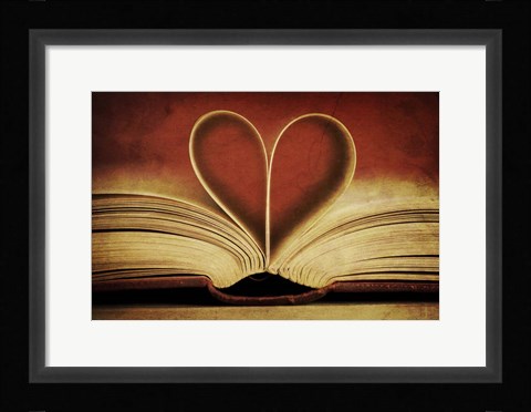 Framed Book Pages in Heart Shape Print