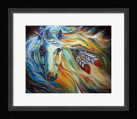 Framed Breaking Dawn Indian War Horse Print