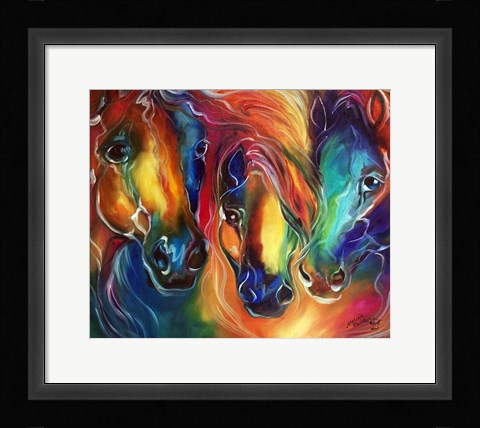 Framed Color My World With Horses Print