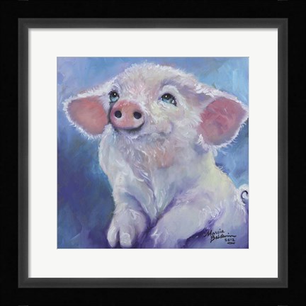 Framed Feed Me Little Pink Piglet Print