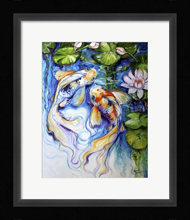 Framed Koi Koi And Lily Print