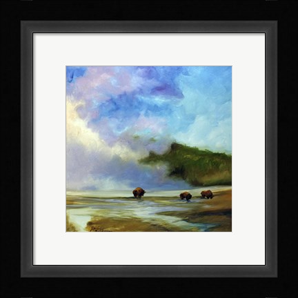 Framed Yellowstone Buffalo Landscape Print