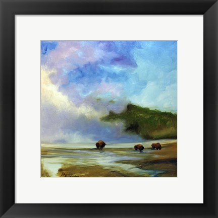 Framed Yellowstone Buffalo Landscape Print