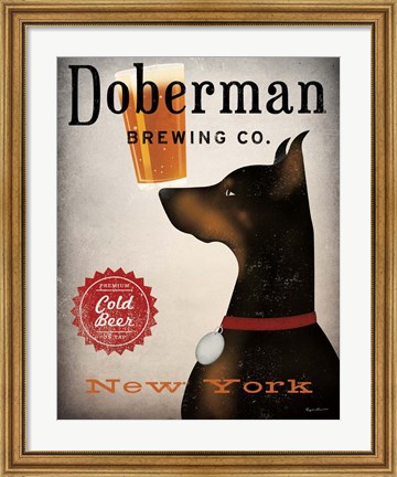 Framed Doberman Brewing Company NY Print
