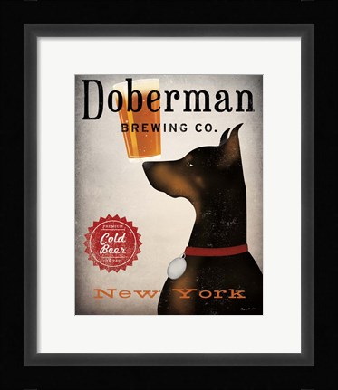 Framed Doberman Brewing Company NY Print