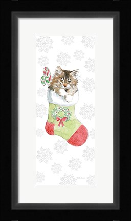 Framed Christmas Kitties IV Snowflakes Print