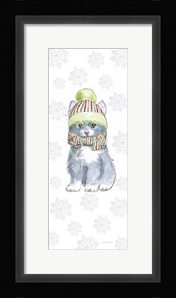 Framed Christmas Kitties II Snowflakes Print