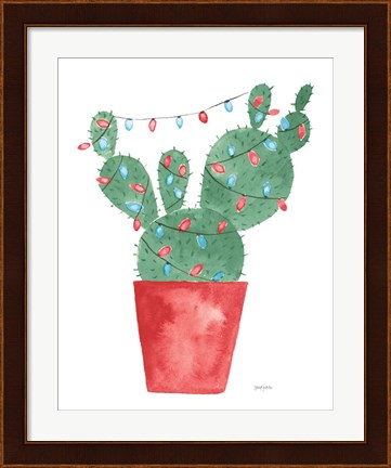 Framed Very Cactus Christmas III Dark Green Print