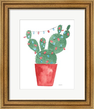 Framed Very Cactus Christmas III Dark Green Print
