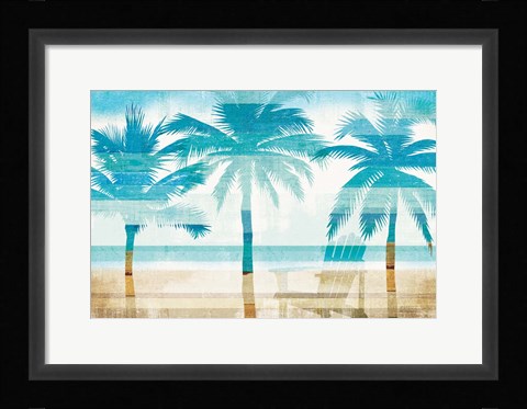 Framed Beachscape Palms with chair Print