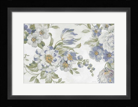 Framed Antique Flowers Light Crop Print