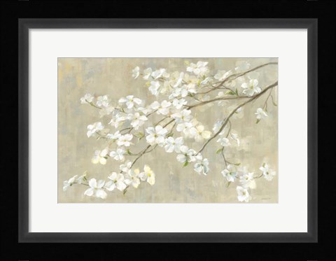 Framed Dogwood in Spring Neutral Crop Print
