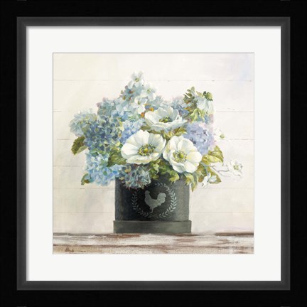 Framed Anemones in Hatbox Shiplap Print