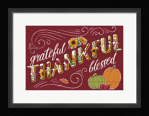 Framed Thankful I Red Print