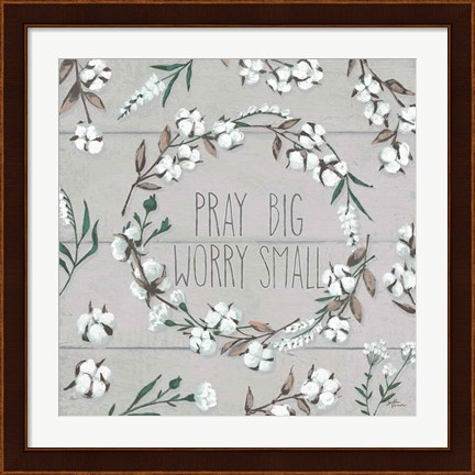 Framed Blessed VI Gray Pray Big Worry Small Print