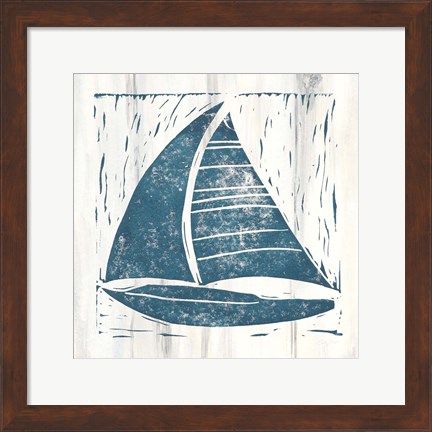 Framed Nautical Collage IV On White Wood Print