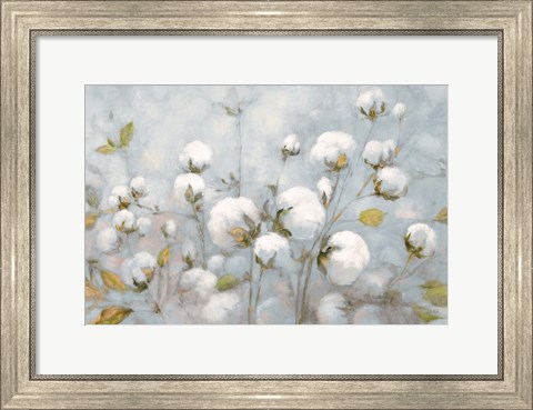 Framed Cotton Field Blue Gray Print