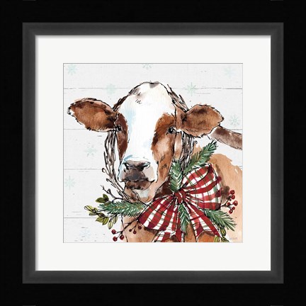 Framed Holiday on the Farm VIII on Gray Print