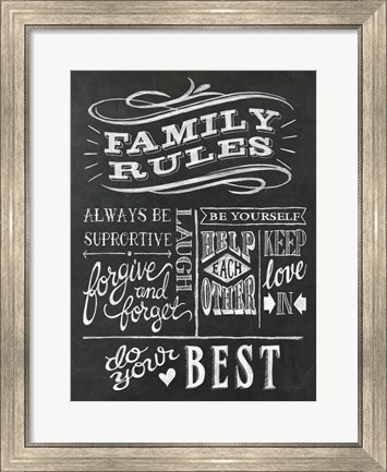 Framed Family Rules I v2 Print