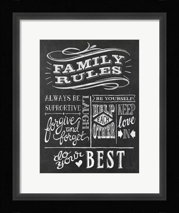 Framed Family Rules I v2 Print