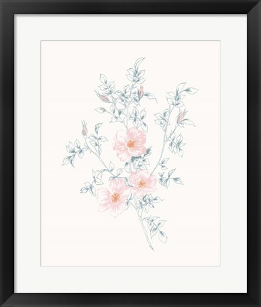 Framed Flowers on White II Contemporary Print