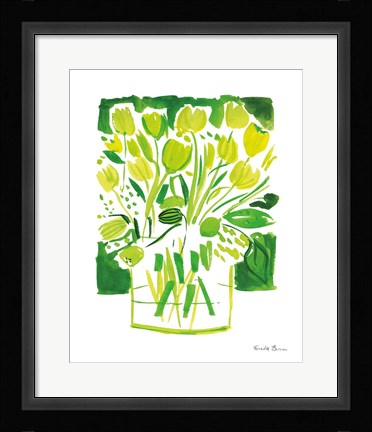 Framed Lemon Green Tulips I Print