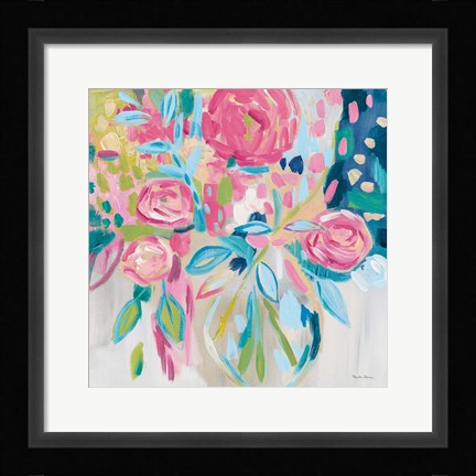 Framed Summer Pink Floral Print