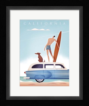 Framed California Surfing Print