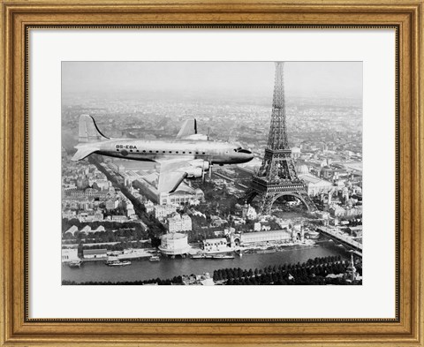 Framed Airplane Over Paris Print