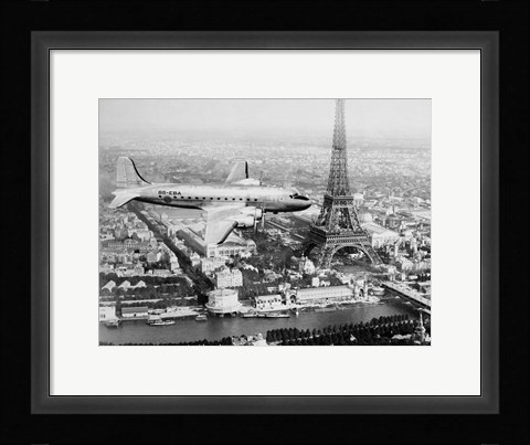 Framed Airplane Over Paris Print