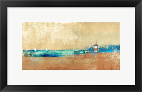 Framed Coast Line and Lighthouse Print
