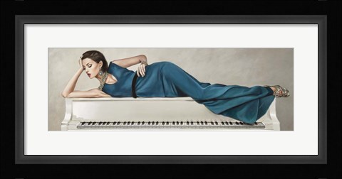 Framed White Piano Lady Print