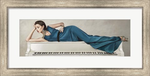 Framed White Piano Lady Print