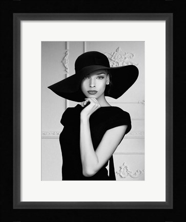 Framed Lady with a Hat Print