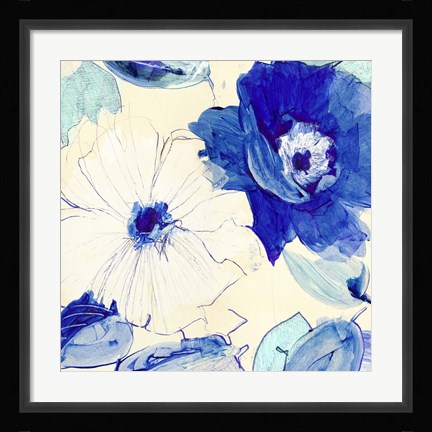 Framed Toile Fleurs I Print