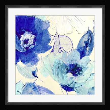 Framed Toile Fleurs II Print