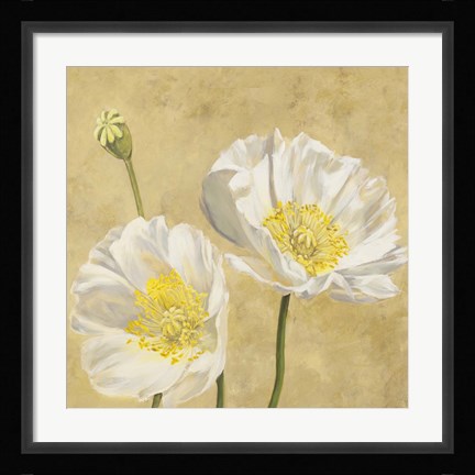 Framed Poppies on Gold I Print