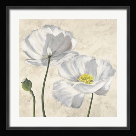 Framed Poppies in White I Print